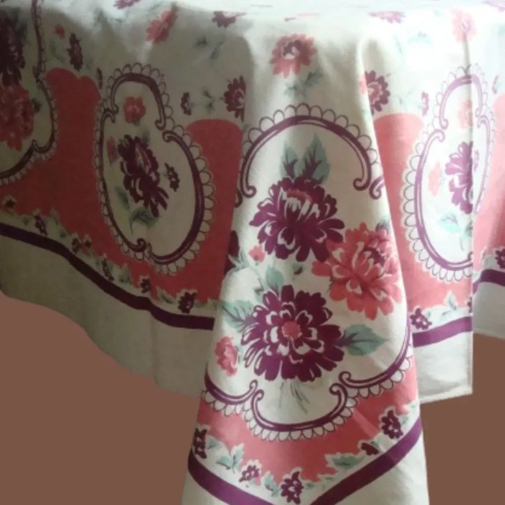 Vintage Floral Tablecloth Cottage Core Granny Grandma